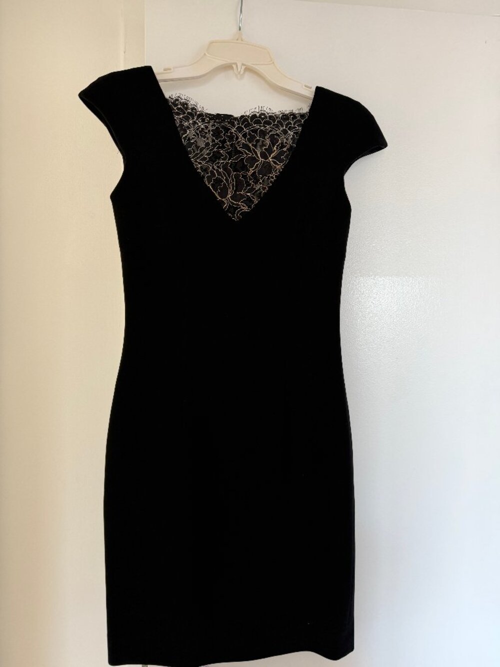 Theia Black Lace Insert Fitted Dress Size 0